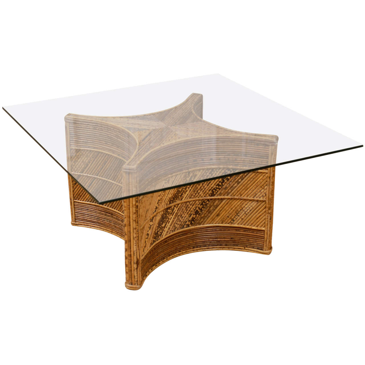 Elegant Vintage Bamboo Coffee Table For Sale