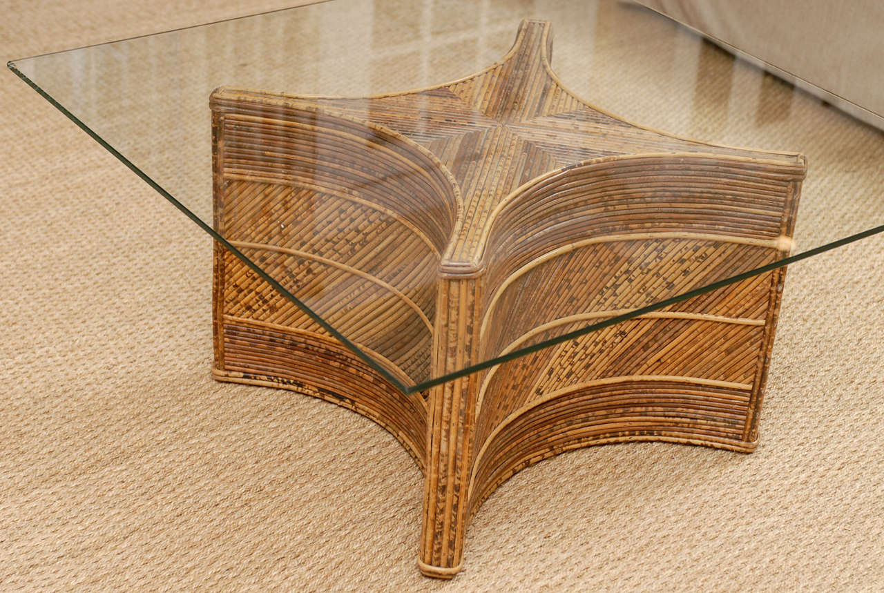 Elegant Vintage Bamboo Coffee Table For Sale 1