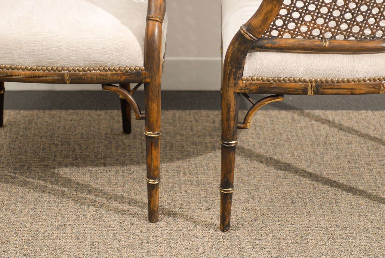 Beautiful Vintage Faux Bamboo/Cane Barrel Back Chairs 4 Available at