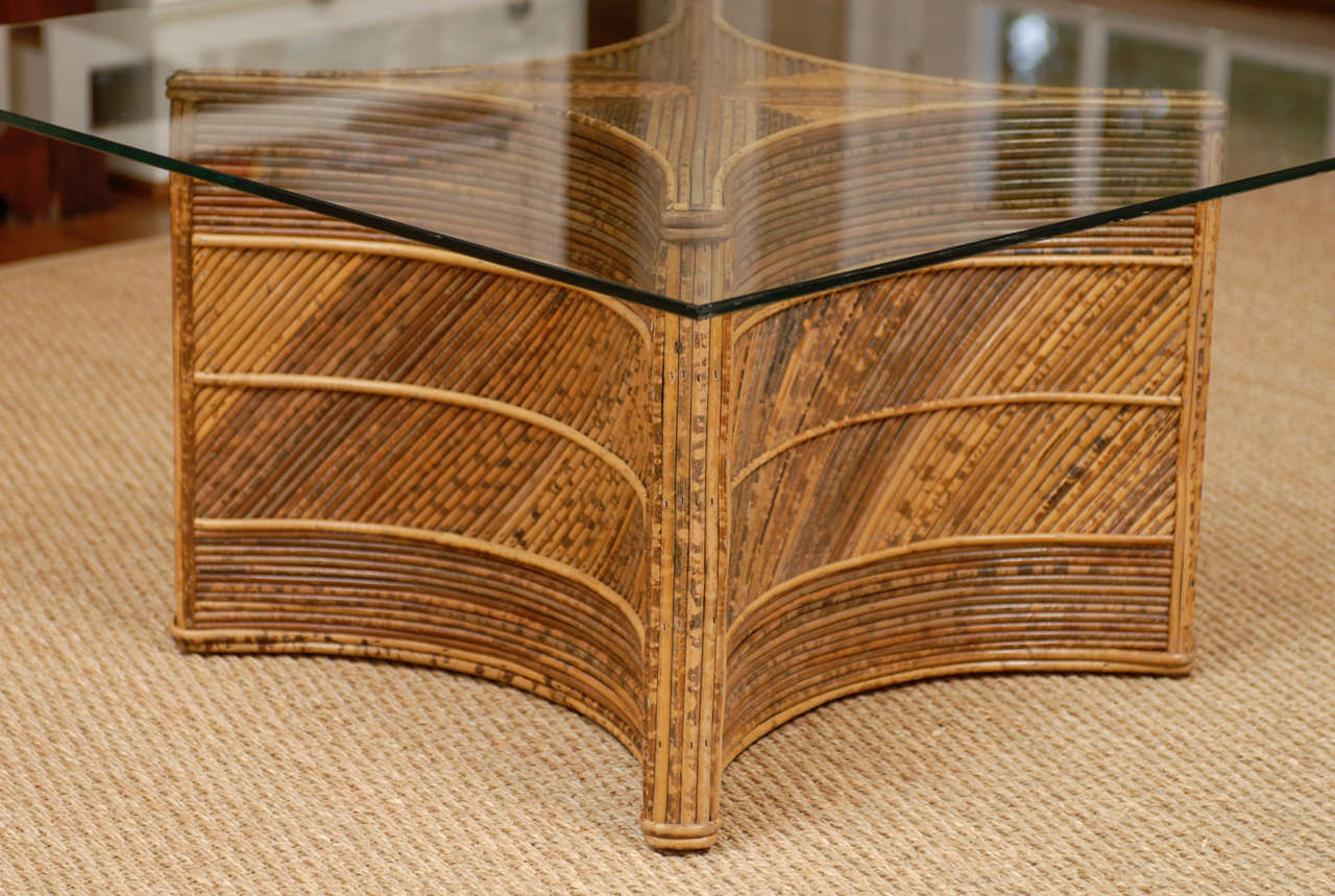 Elegant Vintage Bamboo Coffee Table For Sale at 1stDibs