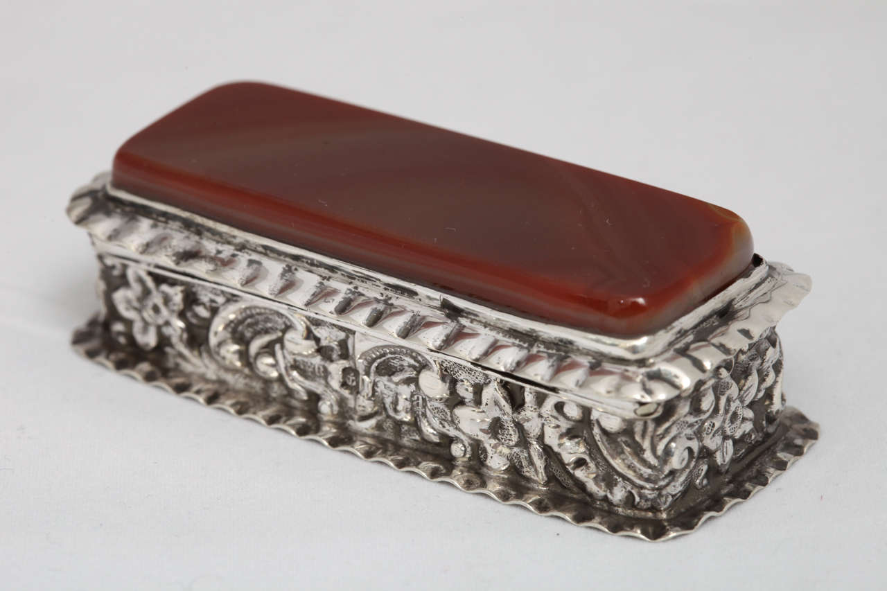 British Victorian Sterling Silver and Scottish Agate Jewelry/Trinkets Box