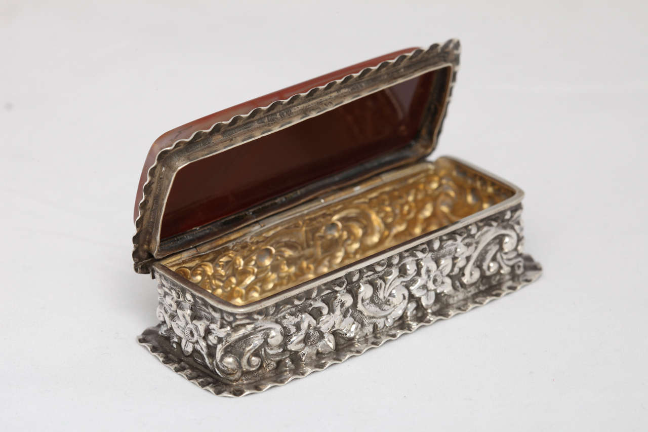 Victorian Sterling Silver and Scottish Agate Jewelry/Trinkets Box In Excellent Condition In New York, NY