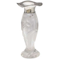 Art Nouveau Sterling Silver-Mounted "Moser" Cut Intaglio Crystal Vase