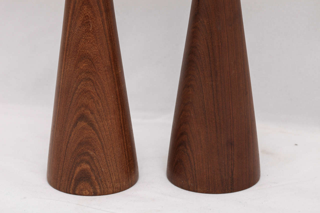 Mid-Century Modern Sterling Silver-Mounted Walnut Candlesticks In Excellent Condition In New York, NY