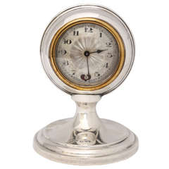 Unusual Art Deco Sterling Silver "Ball" Shaped Clock With Pendulum