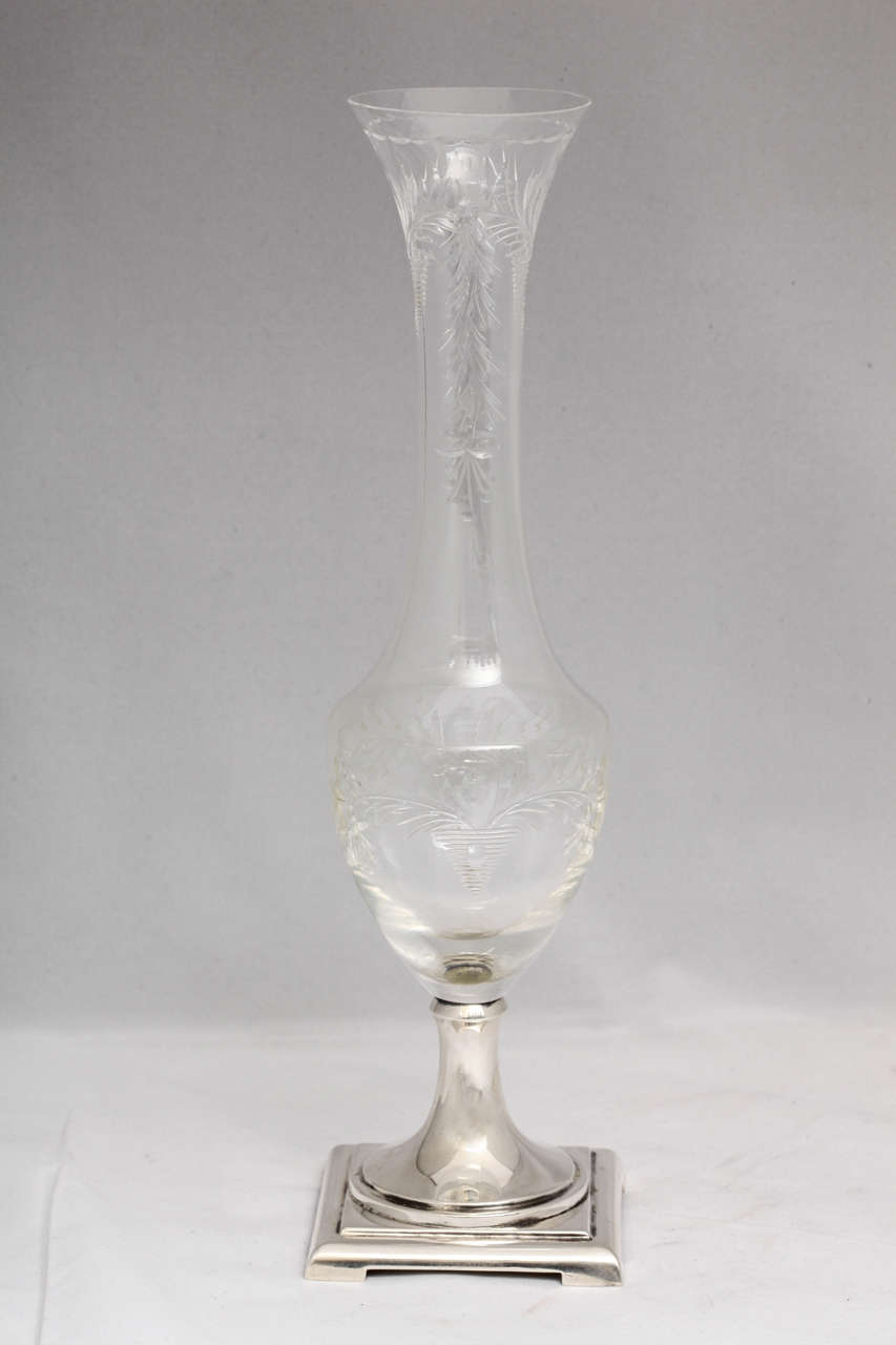 Sterling Silver-Mounted Hawkes Crystal Vase 3