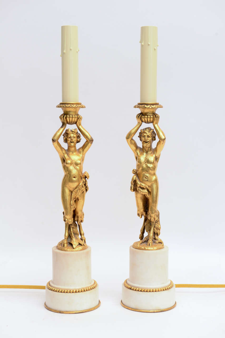 Pair of Gilt Bronze Lamps by E.F. Caldwell For Sale 3