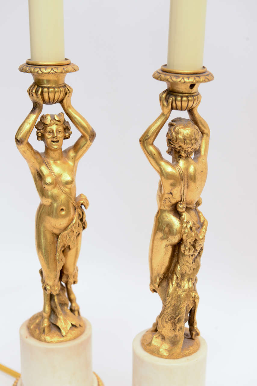 Pair of Gilt Bronze Lamps by E.F. Caldwell For Sale 4