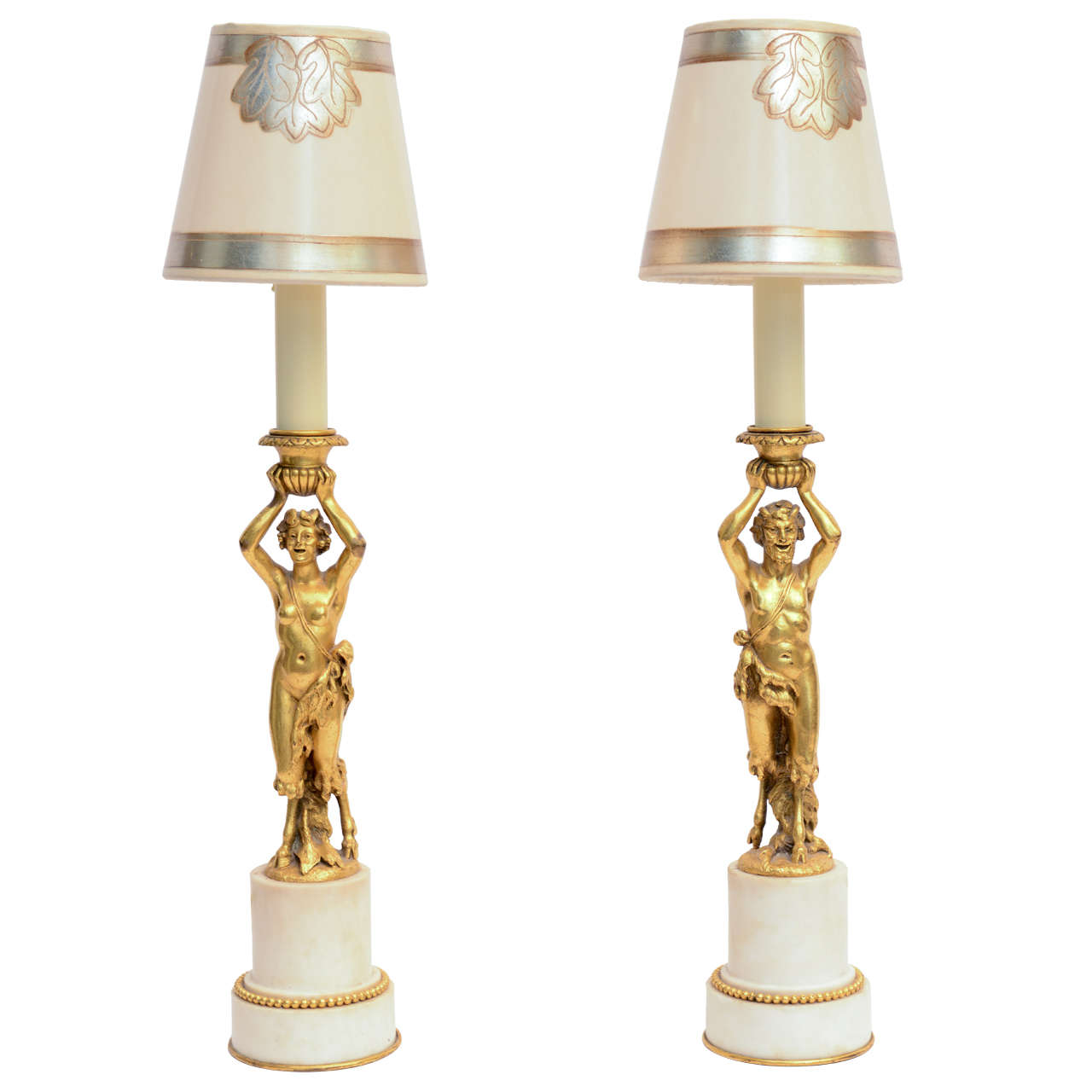 Pair of Gilt Bronze Lamps by E.F. Caldwell For Sale