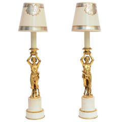 Pair of Gilt Bronze Lamps by E.F. Caldwell