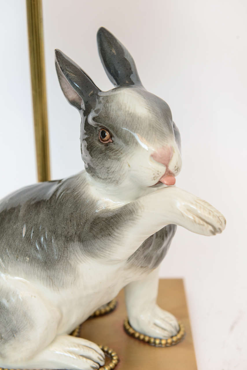 Pair of 19th Century Meissen Porcelain Rabbits For Sale at 1stDibs