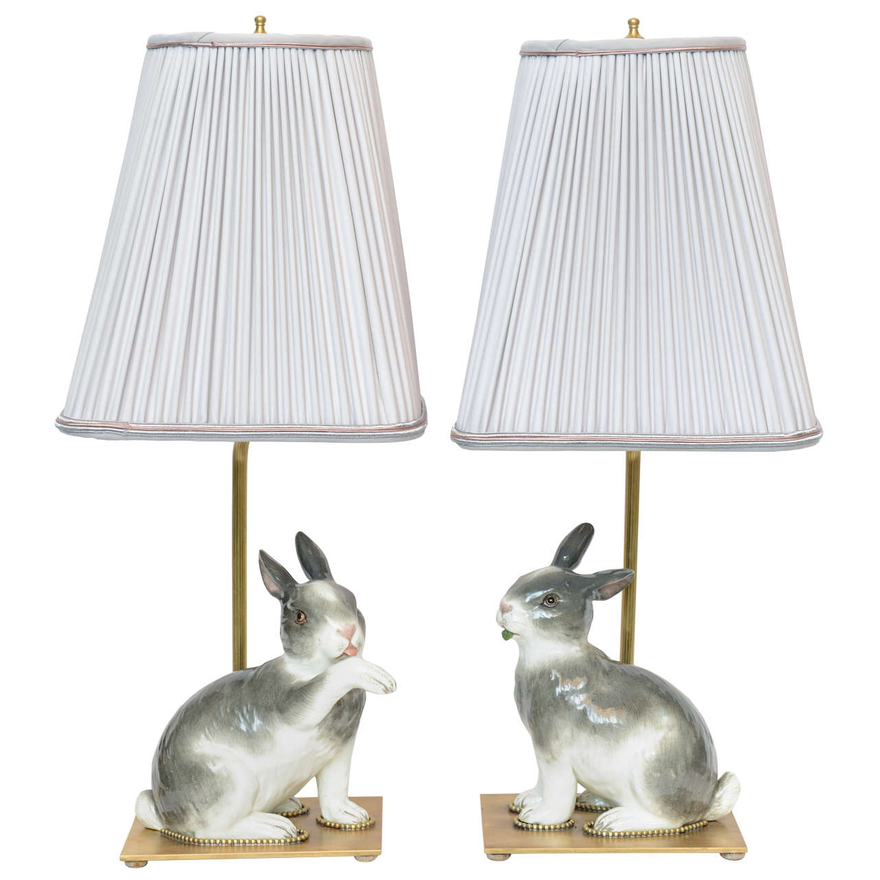 Pair of 19th Century Meissen Porcelain Rabbits For Sale at 1stDibs