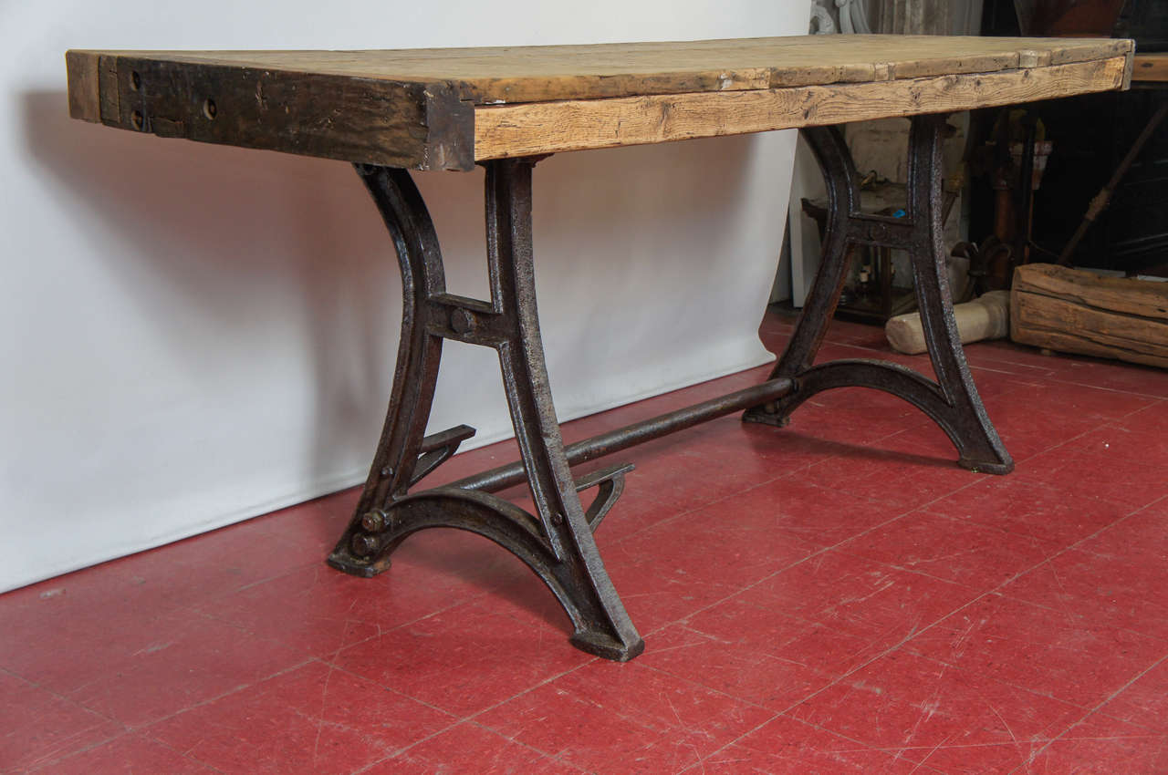 Industrial Steel Workbench Kitchen Island Table at 1stDibs