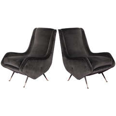 Pair of Elegant Lounge Chairs Attributed to Aldo Morbelli for ISA