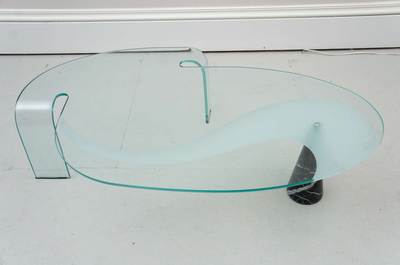 American Post Modern Glass and Marble Coffee Table