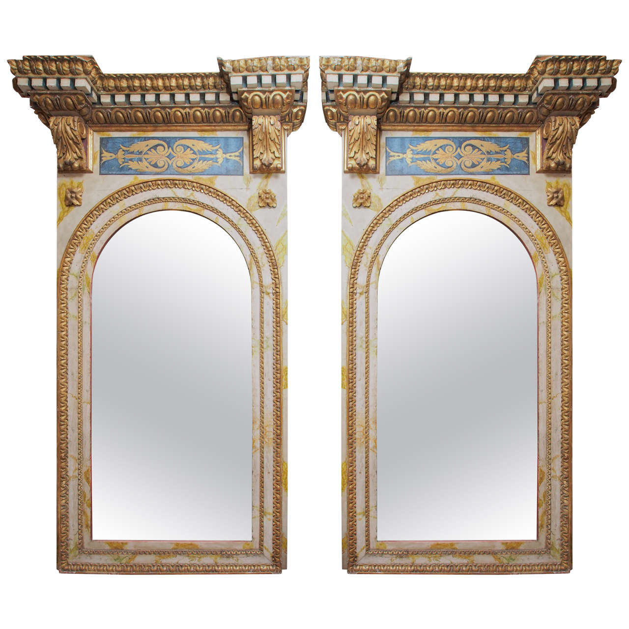 Pair of 18th Century Roman Trumeau Mirrors