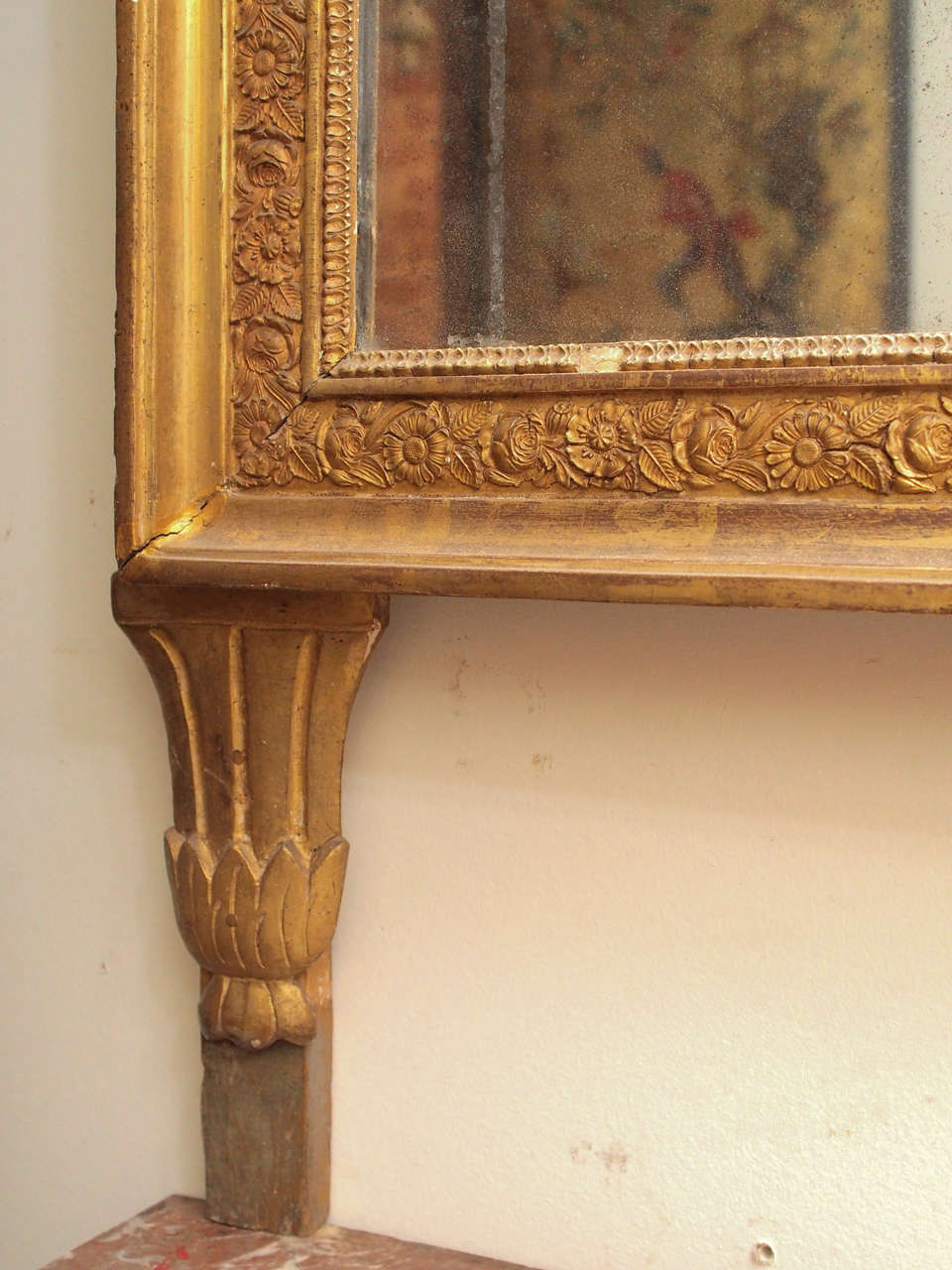 Französischer Trumeau-Spiegel aus vergoldetem Holz, Napoleon I. im Angebot 1