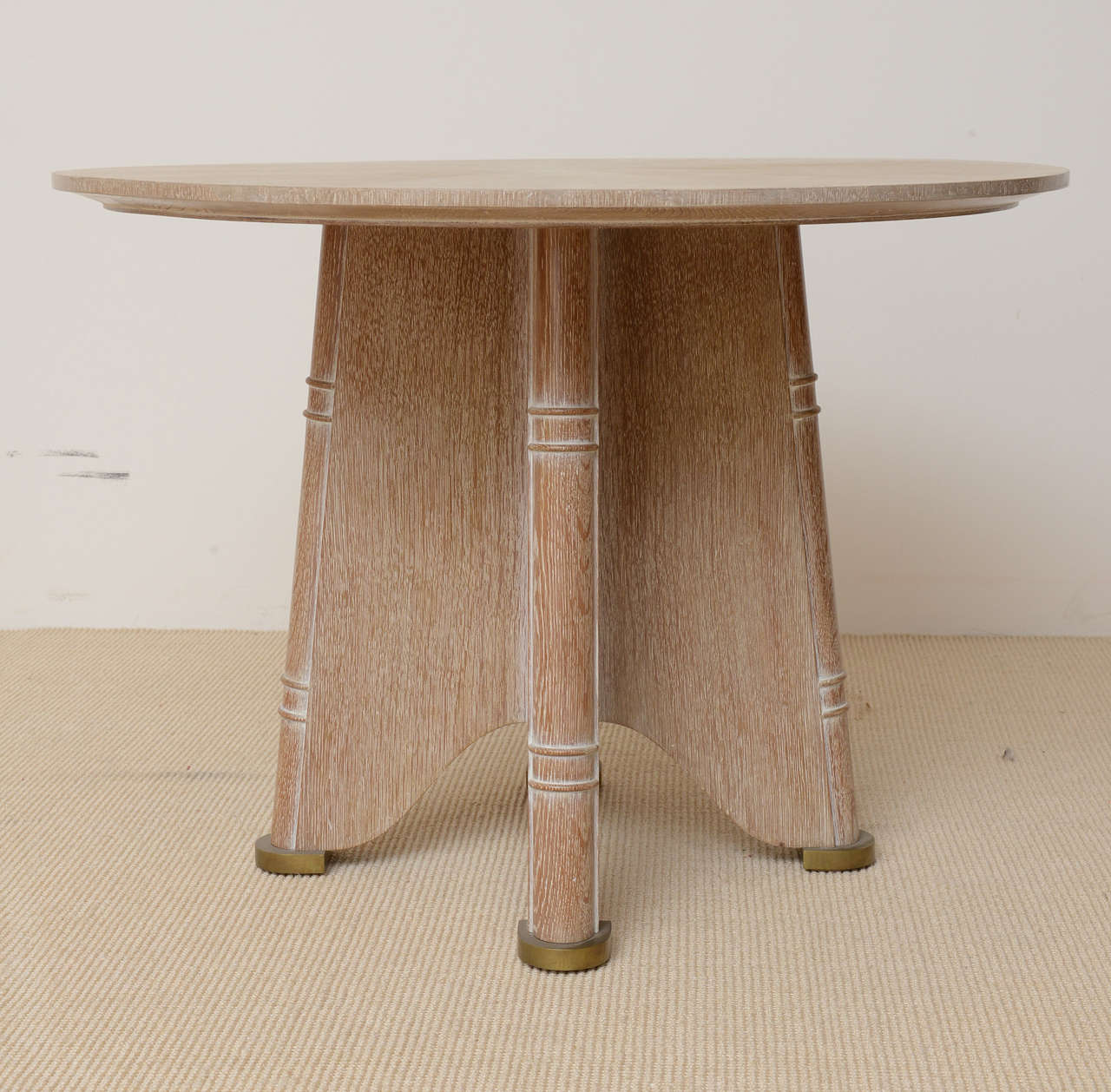 Fine French Cerused Oak Gueridon Table by Jules Leleu 1