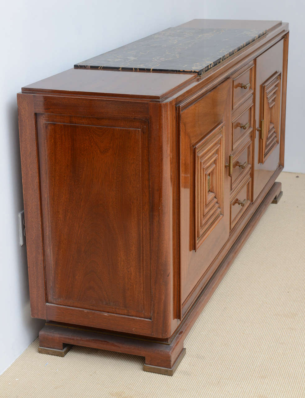 Fine Late Art Deco Mahogany and Marble-Top, Bronze-Mounted Buffet 4