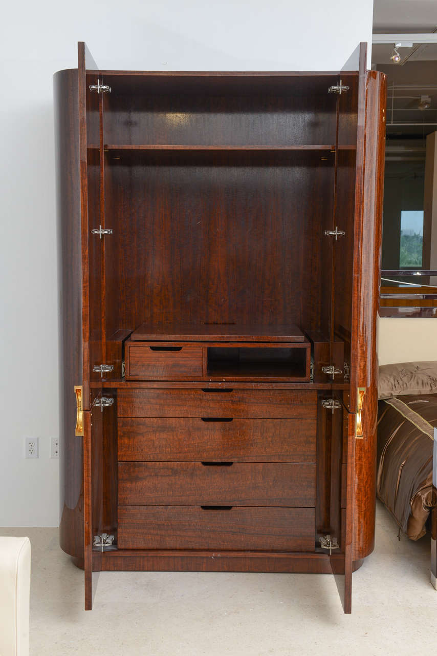 Fine and Monumental Size Karl Springer Mahogany and Brass Inlaid Cabinet In Excellent Condition In Hollywood, FL