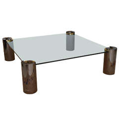 Monumental Karl Springer Polished Chrome and Brass Low Table