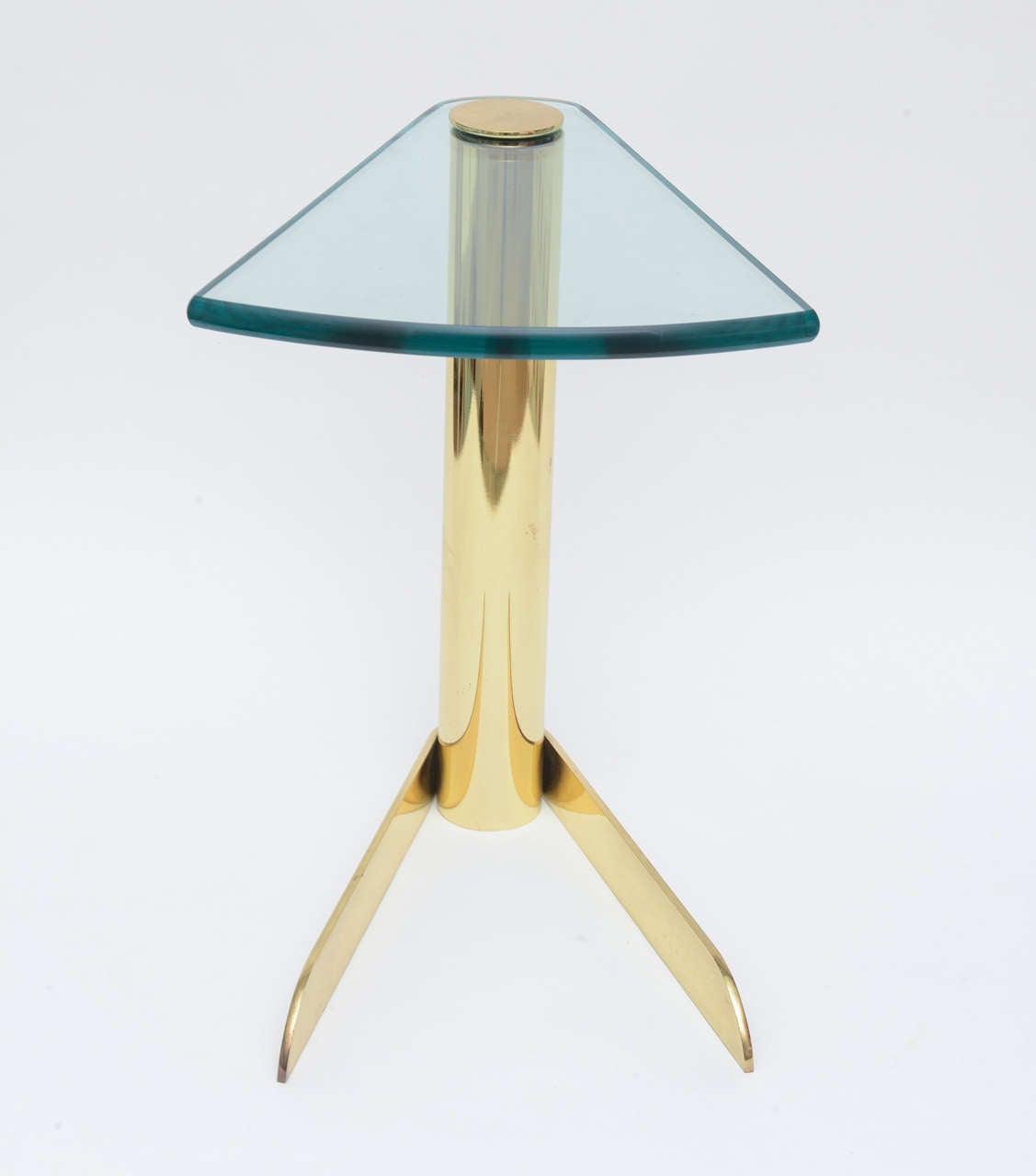 American Pace Sculptural Brass and Glass Wedge Side Table