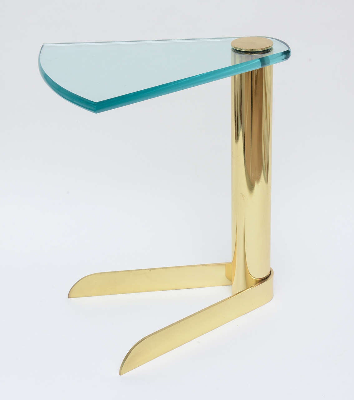 Pace Sculptural Brass and Glass Wedge Side Table 2