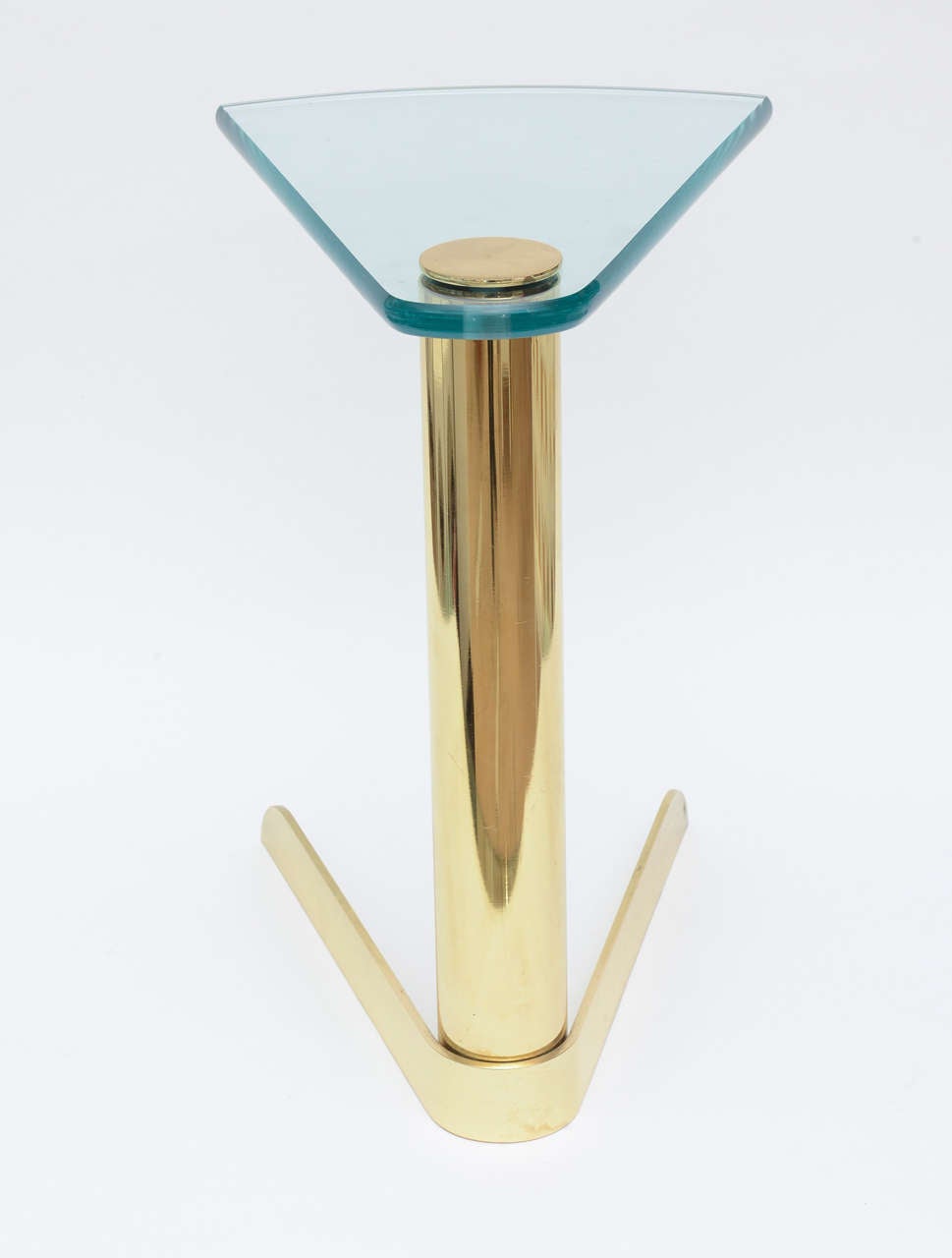 Pace Sculptural Brass and Glass Wedge Side Table 3