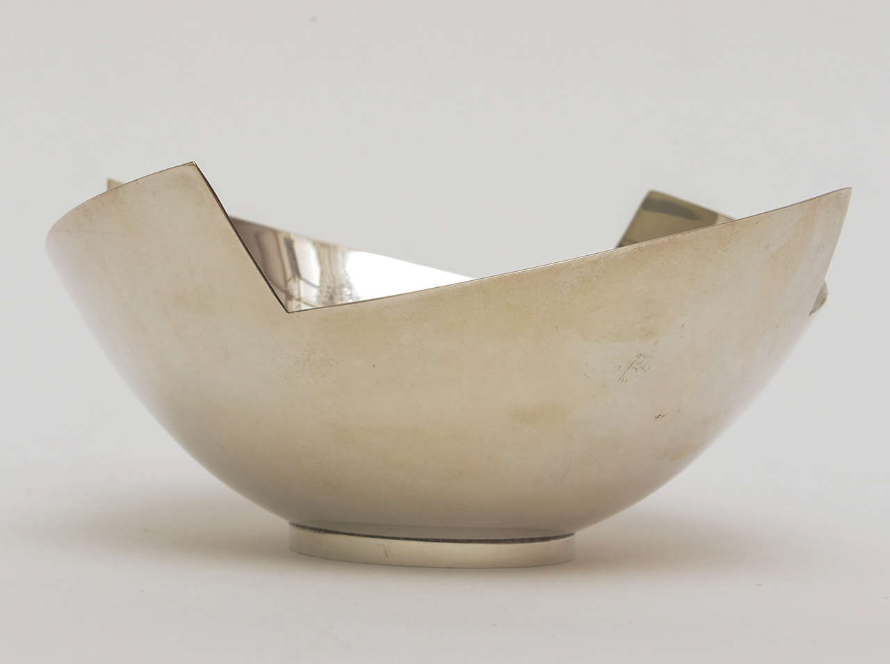 Modern Signed Sculptural Silver Plate Bowl by Elsa Rady for Swid Powell