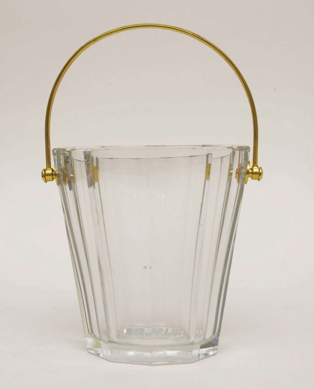 French Mini Signed Baccarat Crystal and Brass Butler Ice Bucket or Champagne Cooler