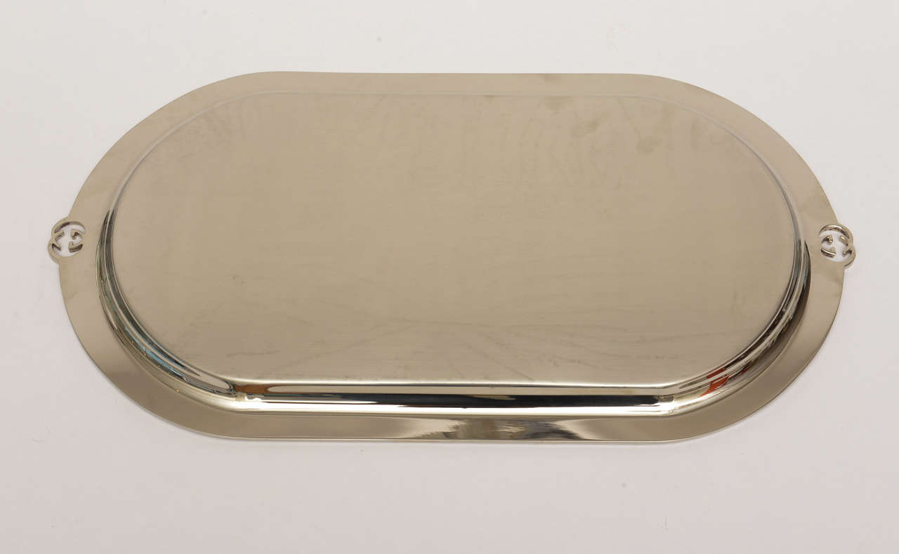 Gucci Hallmarked Vintage Silver Plate Oval Tray 1