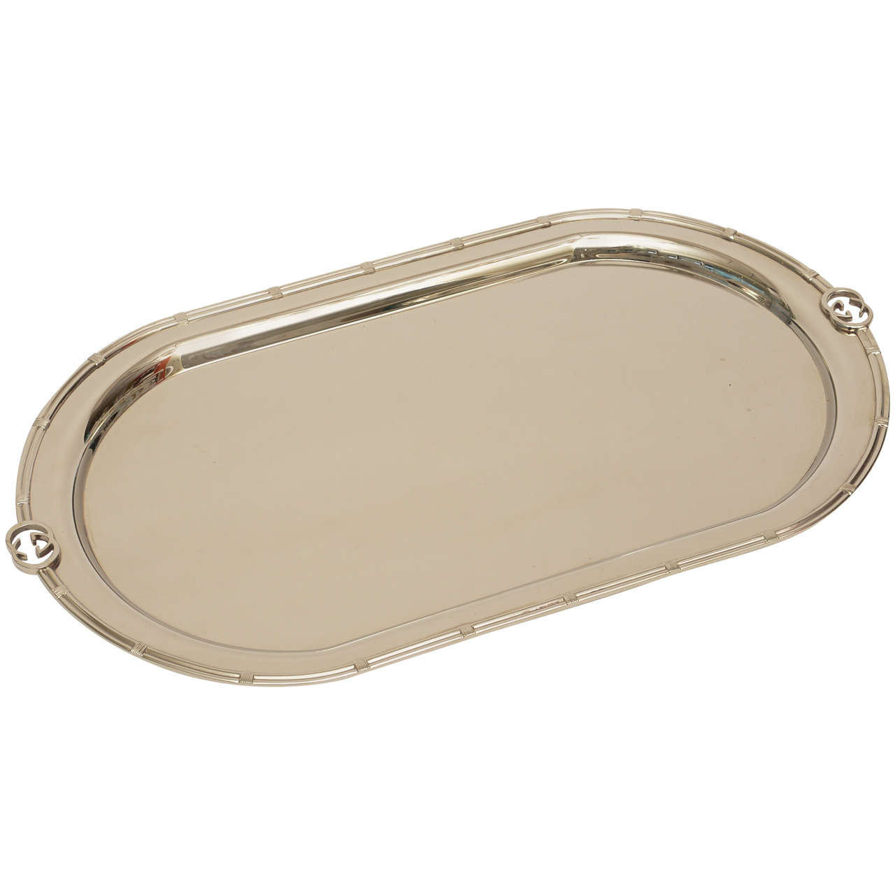 Gucci Hallmarked Vintage Silver Plate Oval Tray