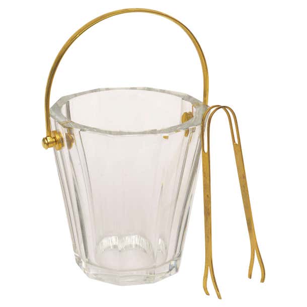 Mini Signed Baccarat Crystal and Brass Butler Ice Bucket or Champagne ...