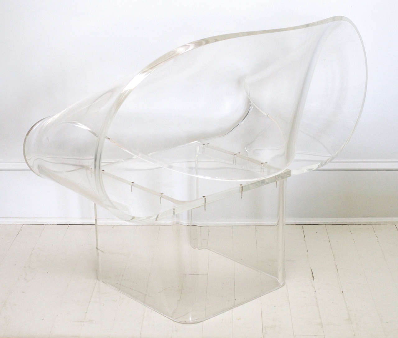 Sculptural Lucite Ribbon Lounge Chair by Robert Van Horn, Signed 1