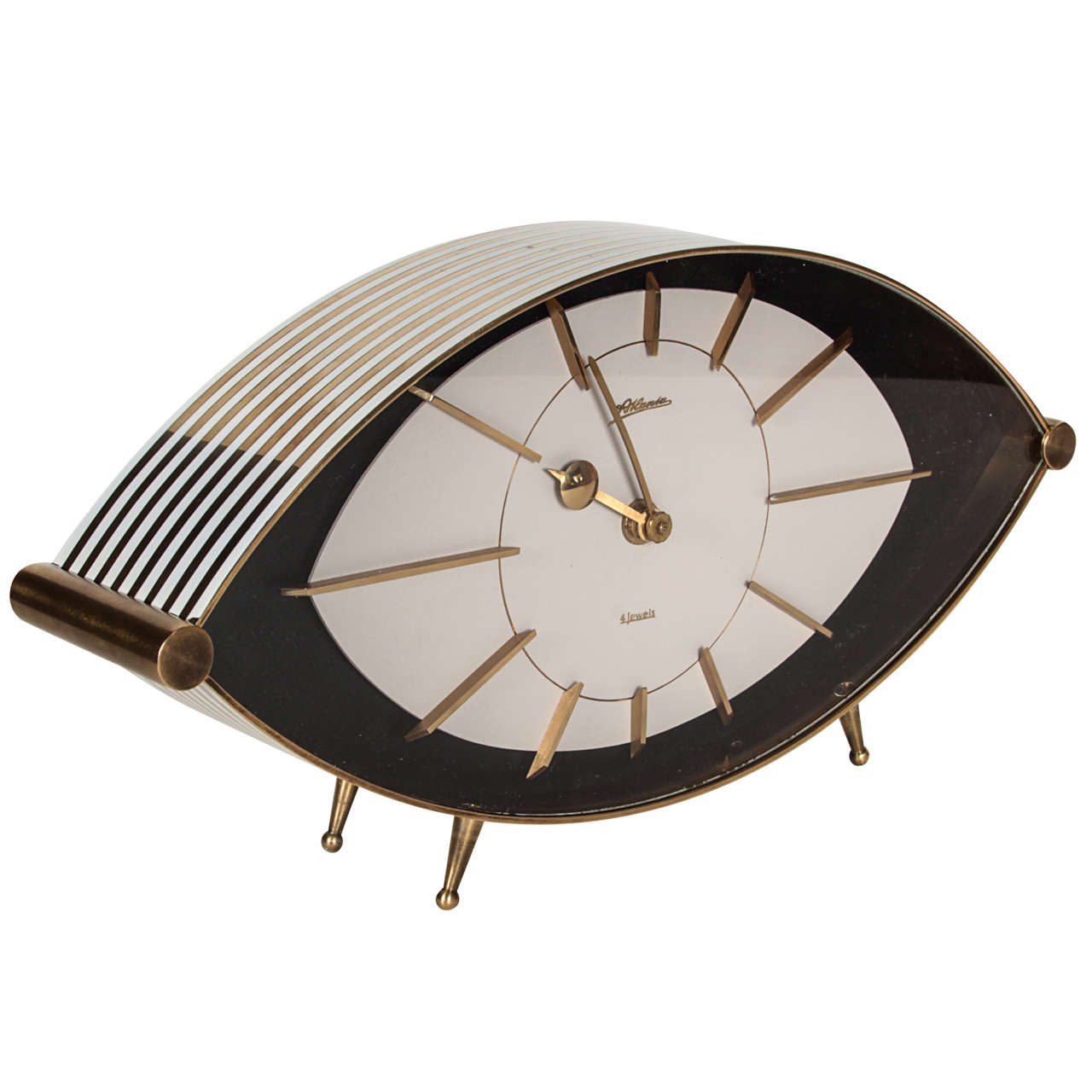 Modernist German "4 Jewels" Clock by Mauthe