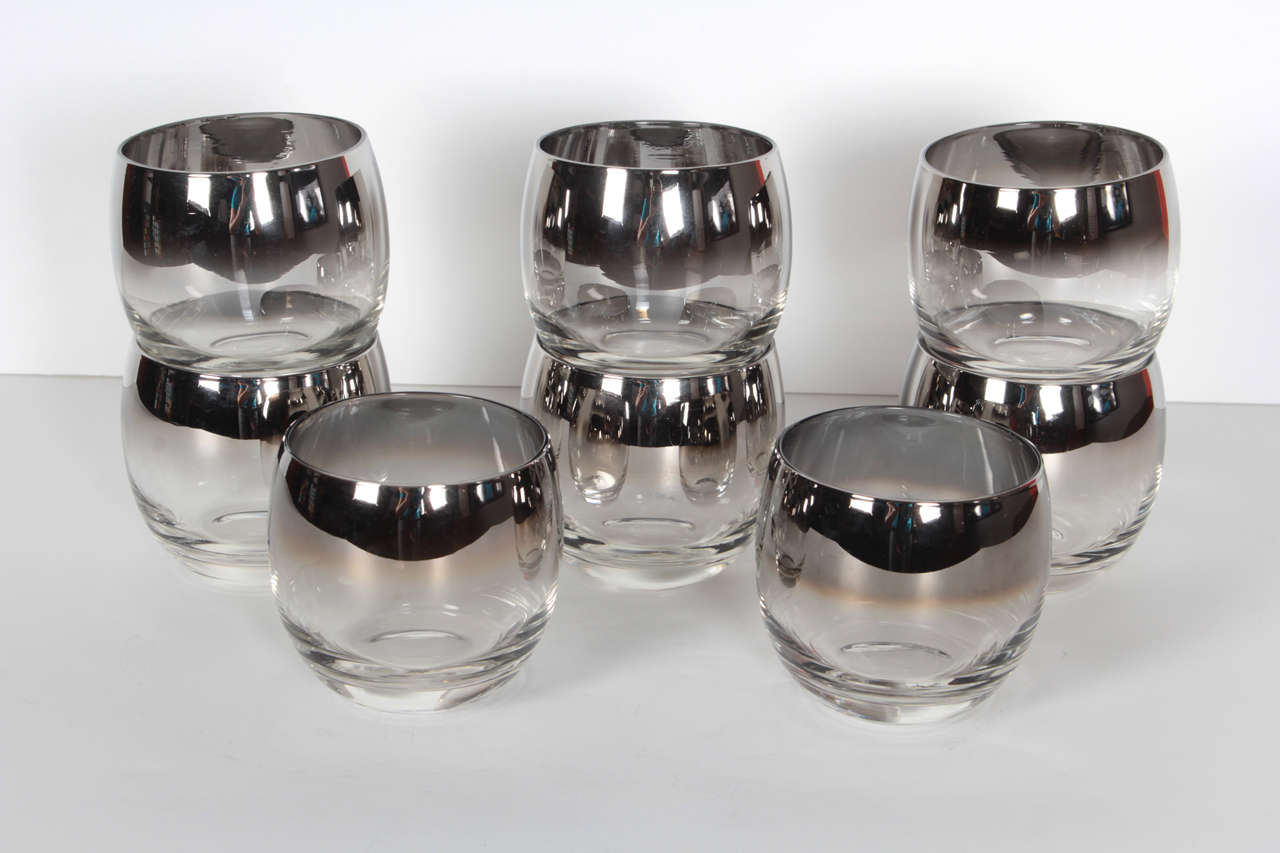 Set of 8 Silver & Glass Cocktail Glasses