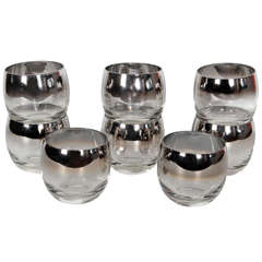 Set of 8 Silver & Glass Cocktail Glasses