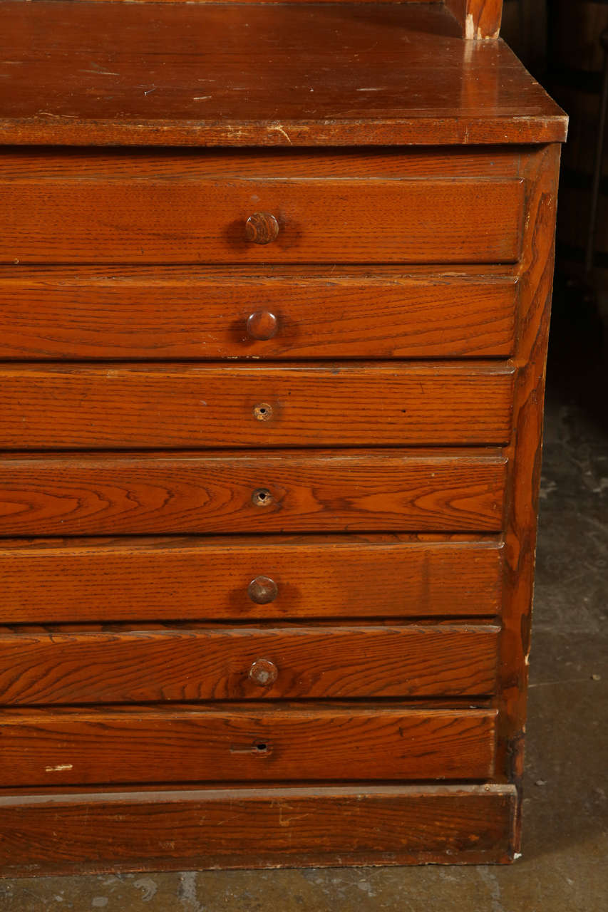 American Antique Original Oak Map Cabinet