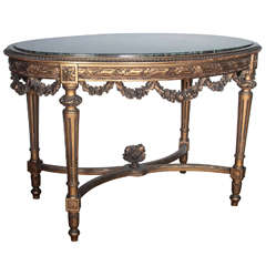 Louis XVI Carved Center Table with Marble Top