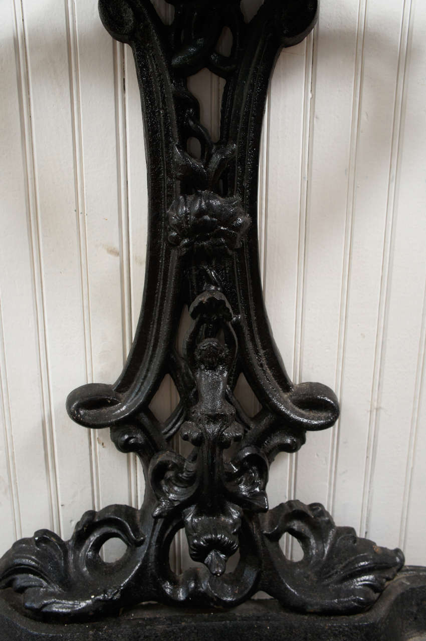 American 19th Century Black Painted Cast Iron Hall Tree For Sale