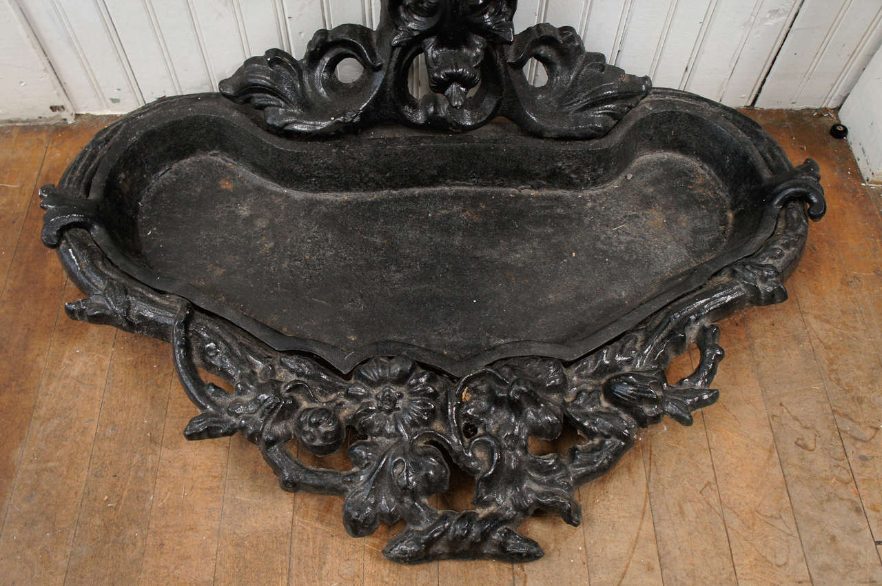 19th Century Black Painted Cast Iron Hall Tree In Good Condition For Sale In Hudson, NY