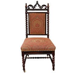 Gothic Revival Walnut Side Chair on Casters 1