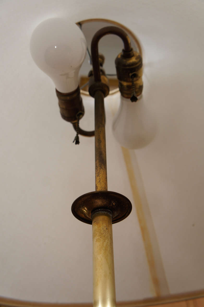 British Black Lacquer Victorian Parcel-Gilt Pole Screen Lamp For Sale