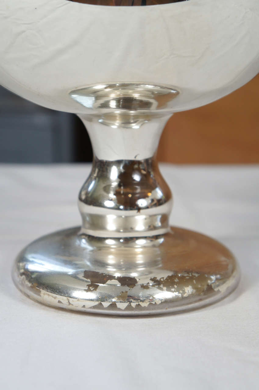 Large Mercury Glass Footed Bowl For Sale at 1stdibs