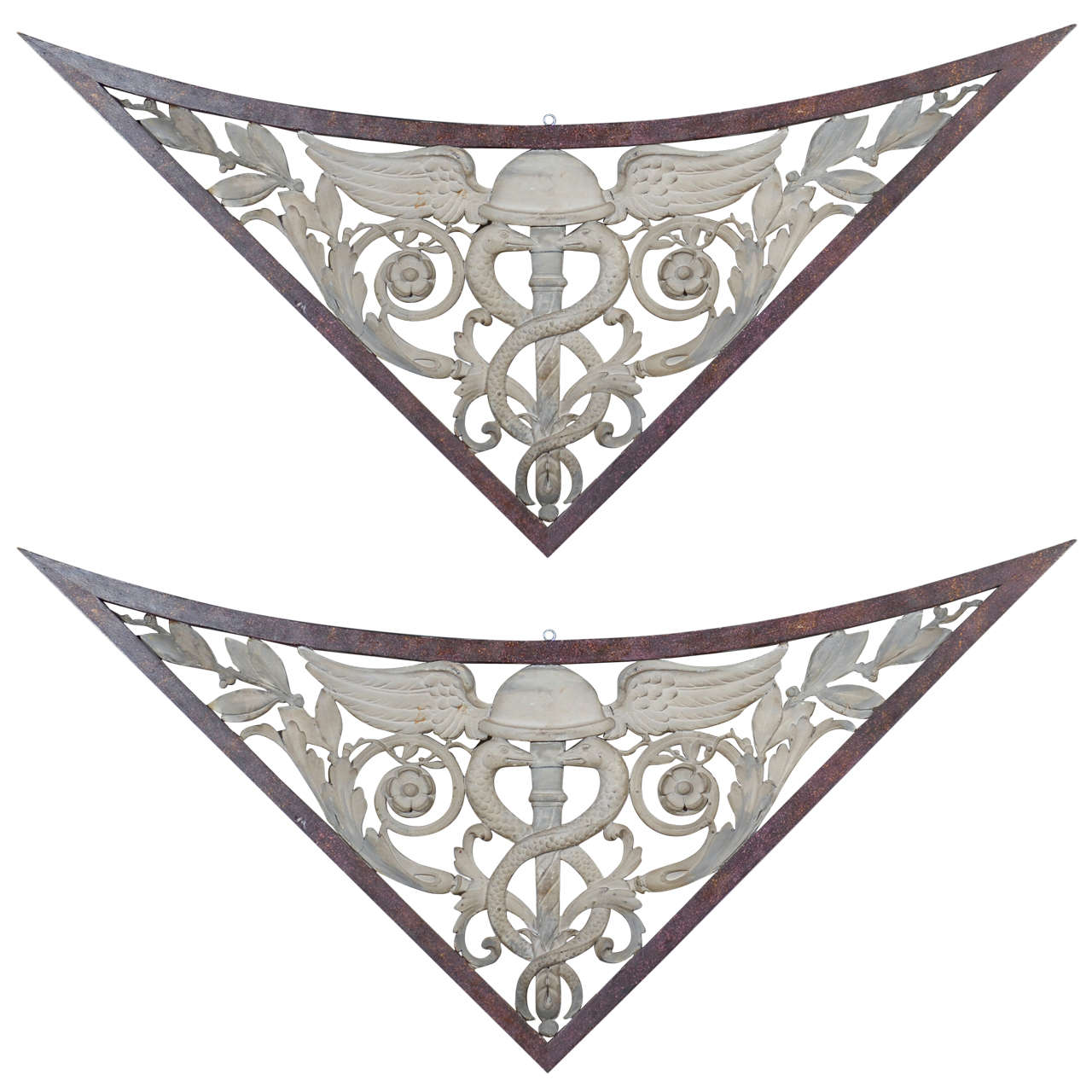 Pair of 19th Century Architectural Wall Hangings in Painted Finish