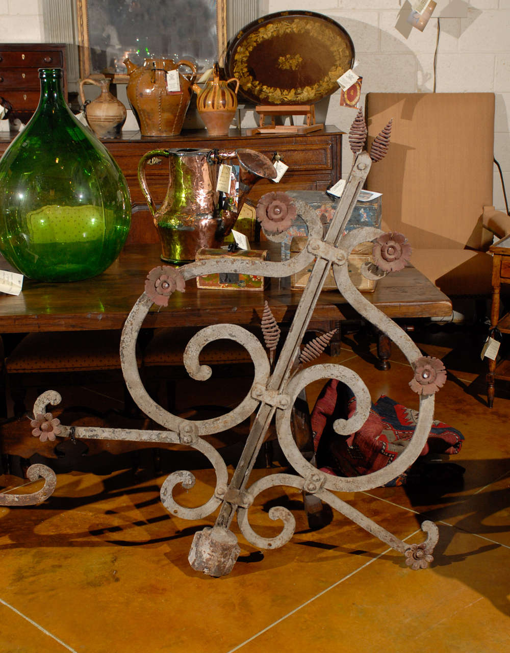Pair of 19th Century French Painted Iron Garden Elements In Good Condition In Atlanta, GA