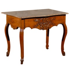 Antique French Louis XV Walnut Console with Marble Top