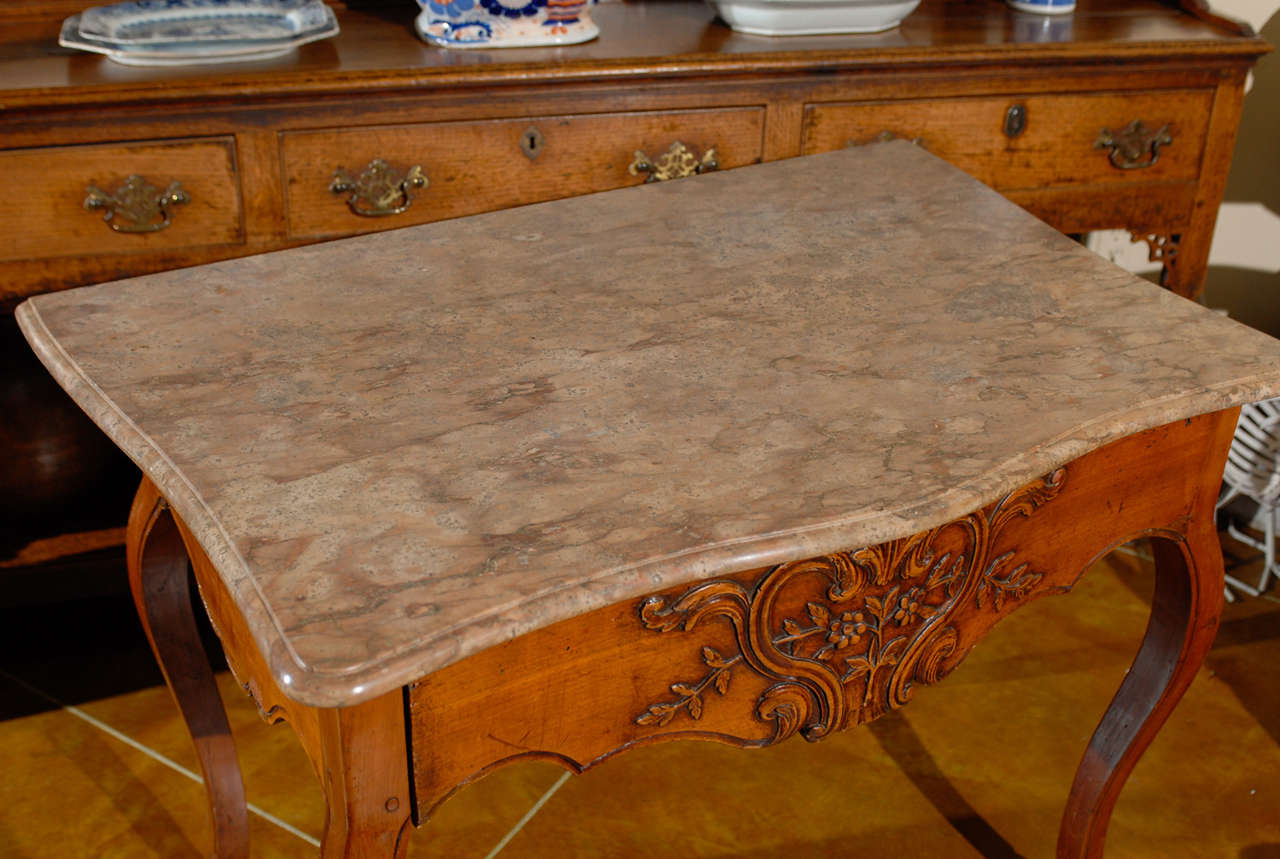 French Louis XV Walnut Console with Marble Top For Sale 3