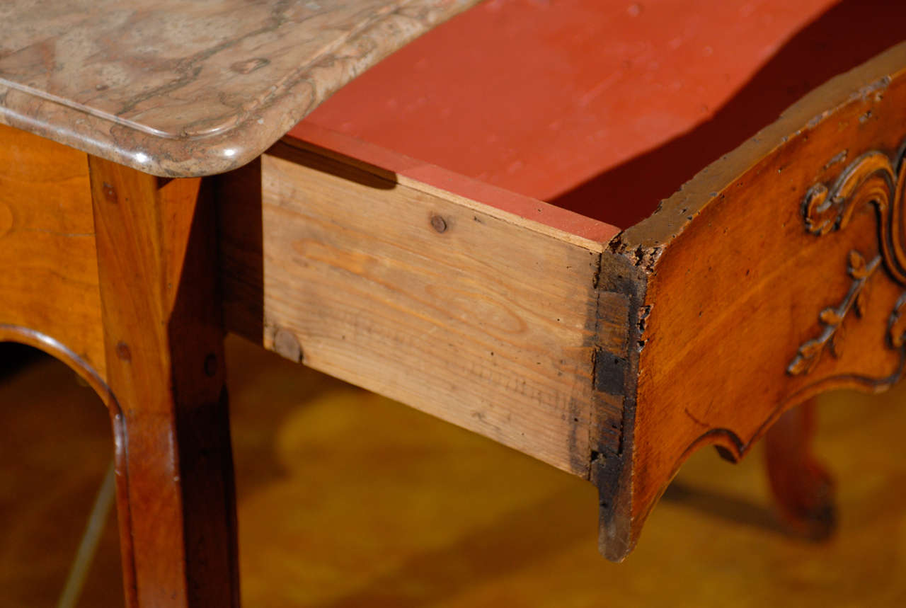 French Louis XV Walnut Console with Marble Top For Sale 5