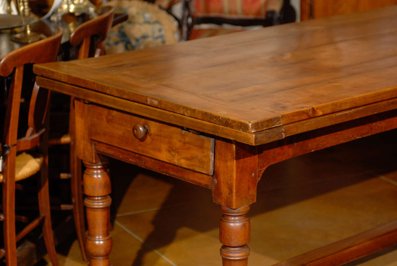 19th Century French Fruitwood Farm Table with Pull Out Leaves 3